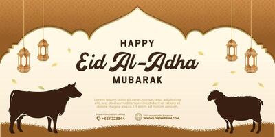 eid al adha islamisch Banner Hintergrund. Grafik Design zum das Dekoration von Geschenk Zertifikate, Banner und Flyer. vektor