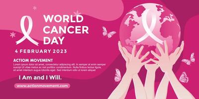 värld cancer dag kampanj baner. värld cancer dag affisch eller baner bakgrund vektor