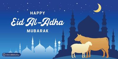 eid al adha islamisch Banner Hintergrund. Grafik Design zum das Dekoration von Geschenk Zertifikate, Banner und Flyer. vektor