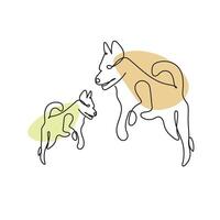 kontinuierlich Linie Zeichnung von ein modern Hund. vektor