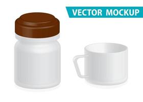 Vektor-Illustration isoliert transparente Glas Teetasse und Kaffeeflasche vektor