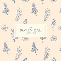 Eleganz Blau Marine Sanft Rosa Hand gezeichnet Monolinie Blumen- botanisch Blume Hintergrund Design vektor