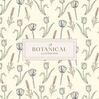 Eleganz rot Sanft Sahne Hand gezeichnet Monolinie Blumen- botanisch Blume Hintergrund Design vektor