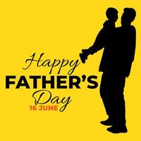 Silhouette glücklich Vaters Tag auf Weiß Backgound vektor