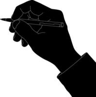 silhuett hand innehav penna vektor