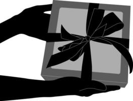silhuett hand innehav gåva låda vektor