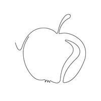 äpple i kontinuerlig linje konst teckning stil. ett äpple minimalistisk svart linjär skiss isolerat på vit bakgrund. illustration vektor