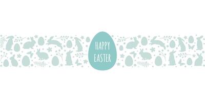 Lycklig påsk gräns design, baner, festlig backgorund med kaniner och ägg, hälsning begrepp design vektor