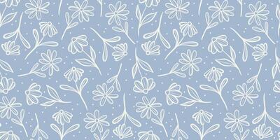 Blau nahtlos Blumen- Muster, süß Gänseblümchen Blume Hintergrund Design vektor