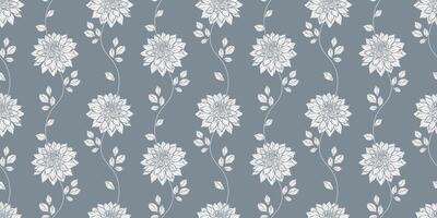 Jahrgang Klettern Blume nahtlos Muster Hintergrund, elegant grau Blumen- Hintergrund Design vektor