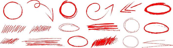 markera doodles, slumpmässig röd klottra element, isolerat vektor