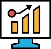 ein Computer Monitor mit ein Graph auf es im das Konzept von Geschäft Symbole vektor