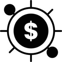 en svart och vit bild av en dollar tecken med en cirkel runt om den i de begrepp av företag ikoner vektor