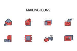 Mailing Symbol festgelegt..editierbar Hub.linear Stil Zeichen zum verwenden Netz Design, Logo, Symbol Illustration. vektor