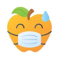 sjuk emoji design, ansikte mask på emoji ansikte vektor