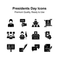 visuellt lockande ikoner uppsättning av presidenter dag, redo till använda sig av i din webbplatser och mobil appar vektor