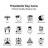 visuell perfekt Präsidenten Tag Symbol Satz, anpassbar Vektoren