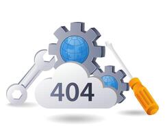Technologie System Code 404 Error Warnung Ausrüstung Symbol, eben isometrisch 3d Illustration Infografik vektor