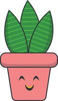 söt inlagd kaktus med tecknad serie stil. isolerat på vit bakgrund. vektor
