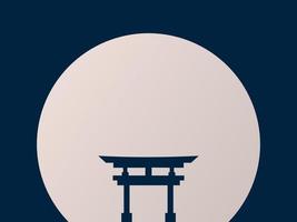 japansk kulturdag bakgrund. japansk port illustration med fullmåne bakgrund. vektor