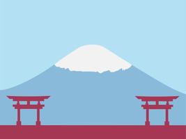 japansk kulturdag bakgrund eller gratulationskort design. illustration av en japansk port med mount fuji i bakgrunden och ett kopieringsutrymme. lämpligt placerad på innehåll med det temat. vektor