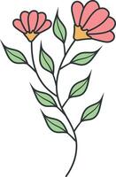 Hand gezeichnet Blumen- botanisch Ast. isoliert auf Weiß Hintergrund. isoliert Illustration. vektor