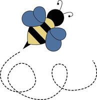eben Karikatur Biene fliegend auf gepunktet Linien. Illustration Design vektor