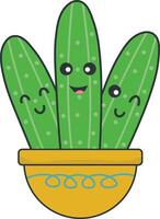 kawaii eingetopft Kaktus mit Karikatur Stil. isoliert auf Weiß Hintergrund. vektor