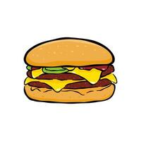 schnell Essen Burger Illustration mit Farbe vektor