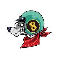 Karikatur Illustration von ein Wolf tragen ein Helm vektor