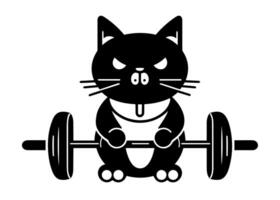 katt lyft vikter marklyft älskare Gym flicka klubb logotyp begrepp svart och vit kattunge marklyft styrka Träning rolig humör minimalistisk illustration skära fil klistermärke vektor