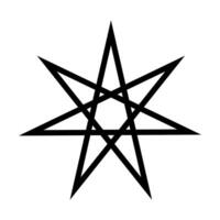 Heptagramm, satanisch Symbole, mittelalterlich Okkultismus, Magie Briefmarken, Siegel, mystisch Knoten, Teufel Kreuz. Siegel Luzifer Baphomet vektor