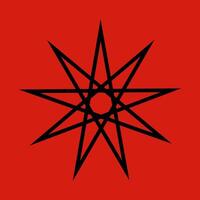 Enneagramm, satanisch Symbole, mittelalterlich Okkultismus, Magie Briefmarken, Siegel, mystisch Knoten, Teufel Kreuz. Siegel Luzifer Baphomet vektor