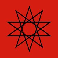 Dekagramm, satanisch Symbole, mittelalterlich Okkultismus, Magie Briefmarken, Siegel, mystisch Knoten, Teufel Kreuz. Siegel Luzifer Baphomet vektor