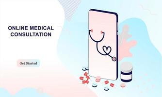 målsida för medicinsk webbplats. medicinska tjänster online, onlinehjälp, online medicinsk konsultation. läkare, läkare, terapeut för medicinska webbikoner, ui, mobilapplikation, affischer, banners vektor