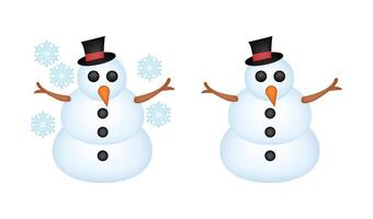 einstellen von Schneemann Emoticons. eben Stil Illustration von ein Schneemann mit Schnee vektor