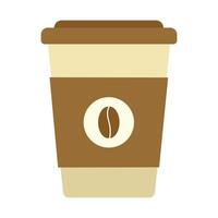 Kaffee Becher, Kaffee Bohne, Tasse, eben Design, warm Farben, einfach Bild, Karikatur Stil. Werbung Kaffee Geschäft und Restaurant Konzept. Linie Symbol zum Geschäft und Werbung vektor