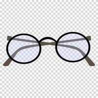 glasögon, klar linser, svart skådespel ramar, platt design, enkel bild, tecknad serie stil. reklam för en glasögon och syn korrektion Lagra begrepp. linje ikon för företag och reklam vektor