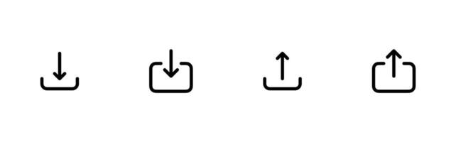 hochladen herunterladen Symbol Symbol wischen oben Symbol Taste. scrollen Pfeil oben Symbol unterzeichnen. Hochladen Datei Symbol Taste, schicken, Export Symbole herunterladen Symbol. Netz Symbol einstellen . Symbole Sammlung. einfach Illustration. vektor