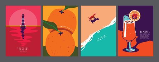 Sommer- Layout Satz, , bunt minimal Illustration vektor