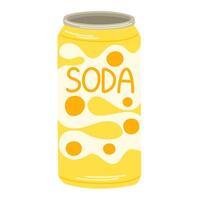 soda, brusande dryck i aluminium burk. sommar citronsaft, kall dryck, färsk ljuv kolsyrad förfriskning i metall stål tenn. platt grafisk illustration isolerat vektor