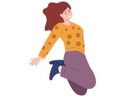 flicka Hoppar i luft illustration. vektor