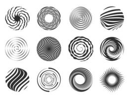 Strudel Figur. Spiral- abstrakt Bewegung und hypnotisch Wirbel, wirbeln und Wirbel dynamisch Symbol Design vektor
