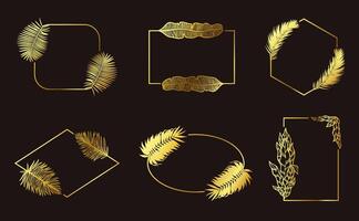 golden Blätter Frames zum Dekoration und Design Etikette vektor