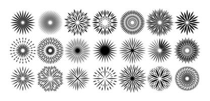 skarp linje abstrakt Sol cirkel logotyp design uppsättning vektor