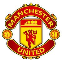 Manchester vereinigt fc Emblem auf ikonisch rot Hintergrund. legendär Englisch Fußball Verein, Premier Liga, ikonisch Kamm. redaktionell vektor