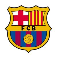 fc barcelona emblem på ikoniska blaugrana bakgrund. legendary fotboll klubb, spanska la liga, ikoniska vapen och färger. redaktionell vektor