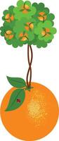 orange träd i orange frukt vektor