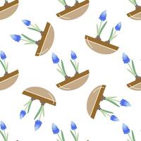 lavendel- sömlös mönster. lavendel- blommor i pott. illustration av trädgård element. vektor