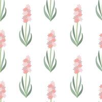 rosa hyacint blomma sömlös mönster. platt stil illustration. vektor
